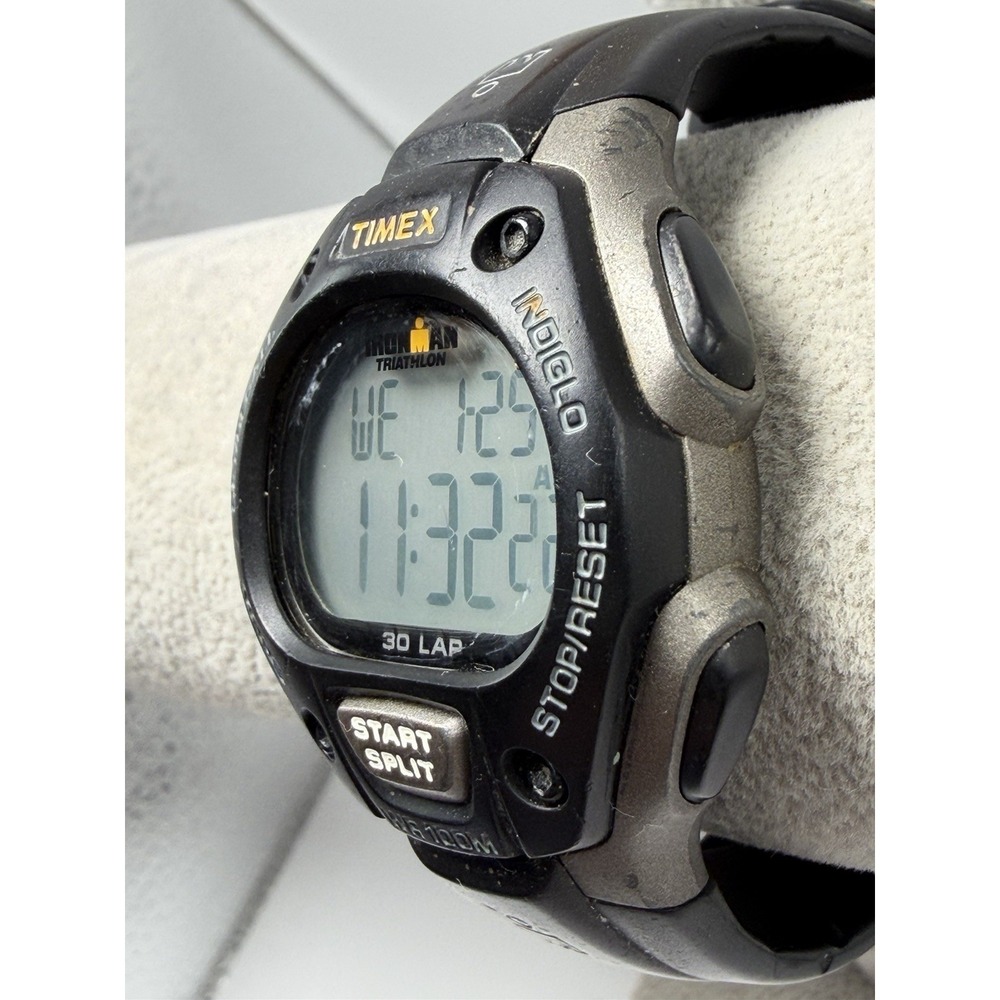Timex 170 Mens Watch New Battery 2015 Black 38MM 8" 30 Lap‎ Ironman Triathlon - Picture 3 of 10